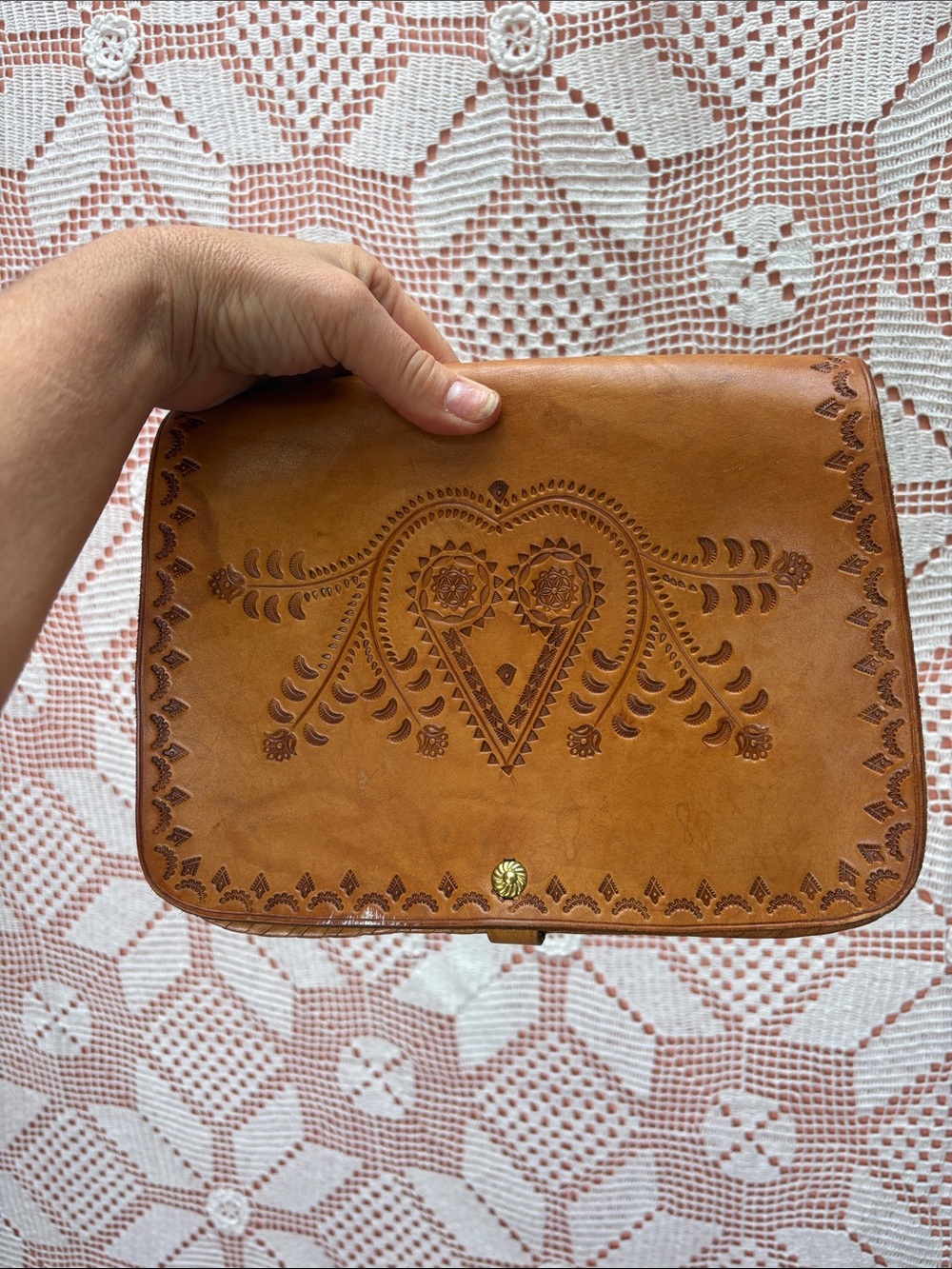 Vintage Tooled Leather Clutch